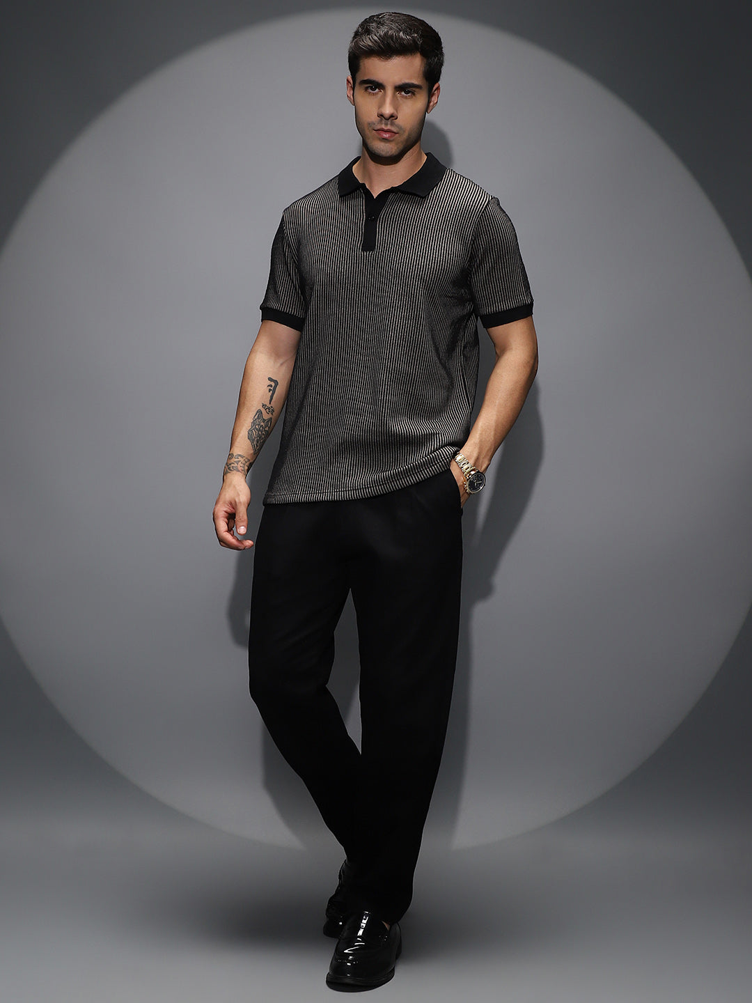 Pinstriped Polo T-Shirt