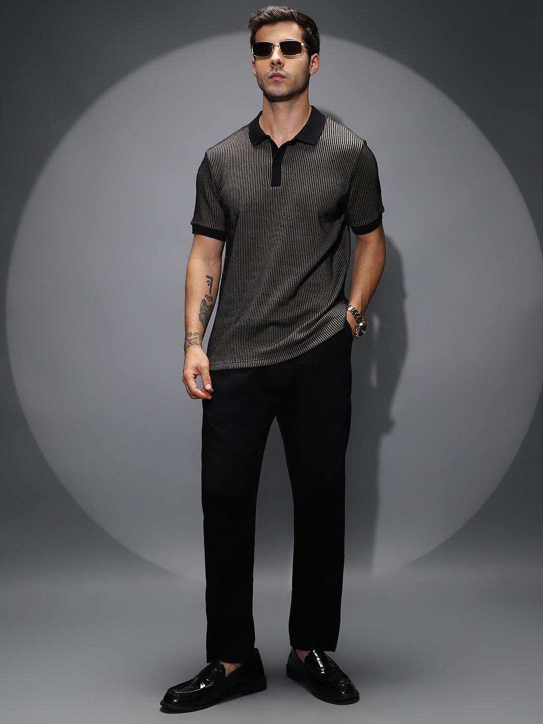 Pinstriped Polo T-Shirt