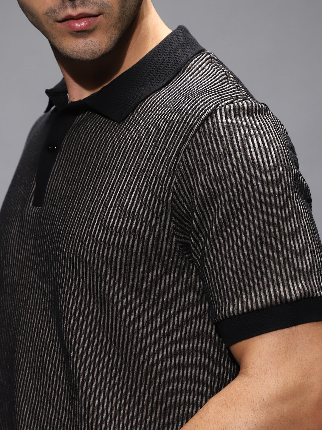 Pinstriped Polo T-Shirt