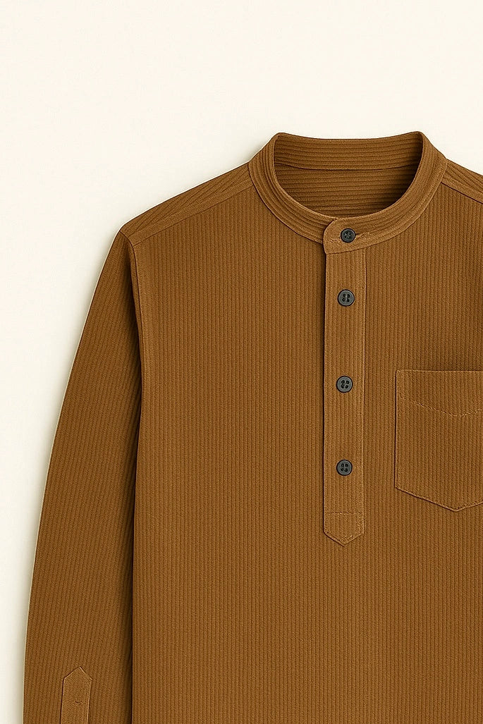 Camel Brown Corduroy Short Kurta