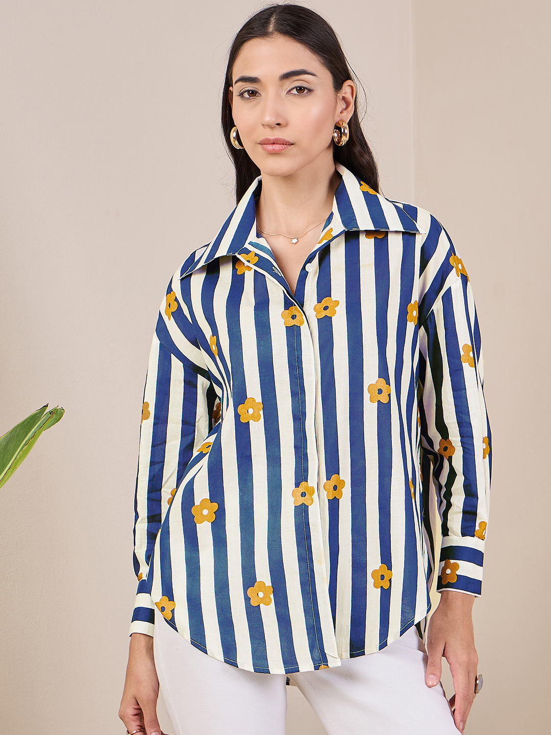 Printed Asymmetrical Cotton Shirt