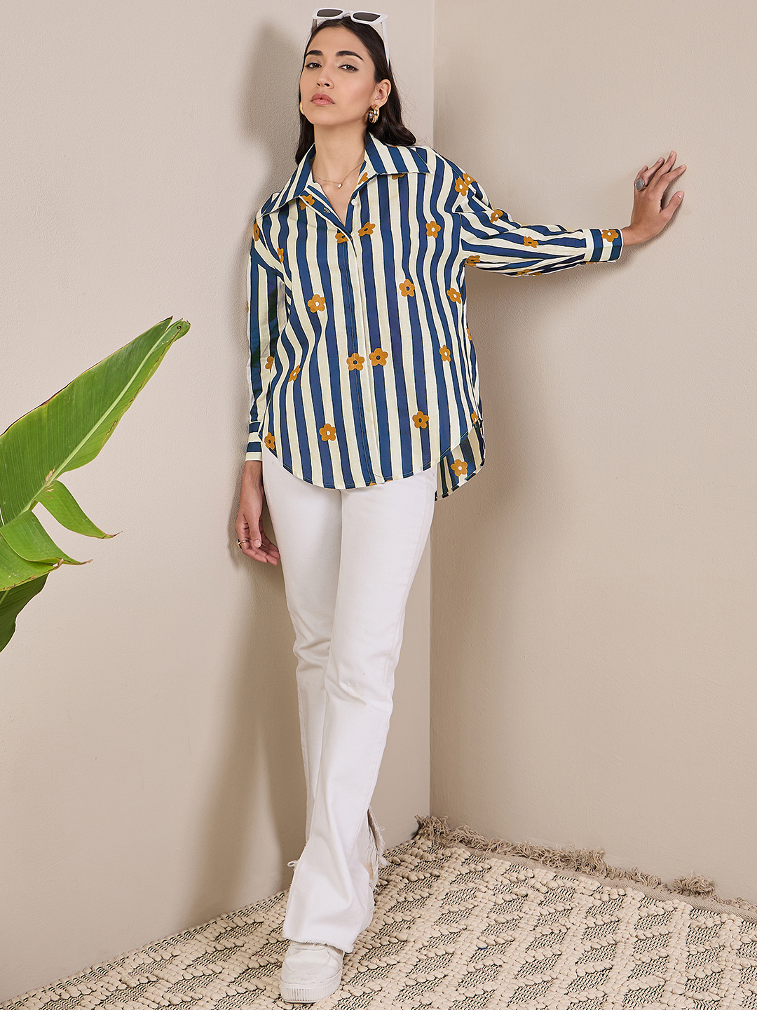 Printed Asymmetrical Cotton Shirt