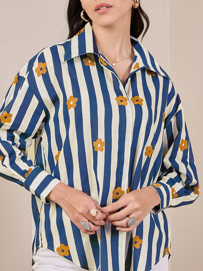 Printed Asymmetrical Cotton Shirt