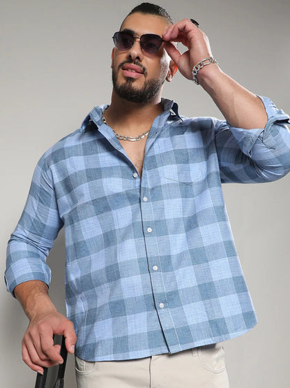 Cotton Blue Checks Shirt