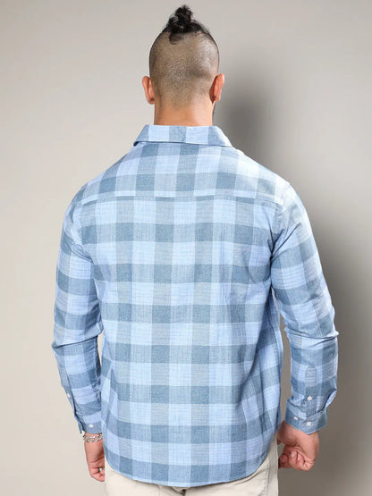 Cotton Blue Checks Shirt