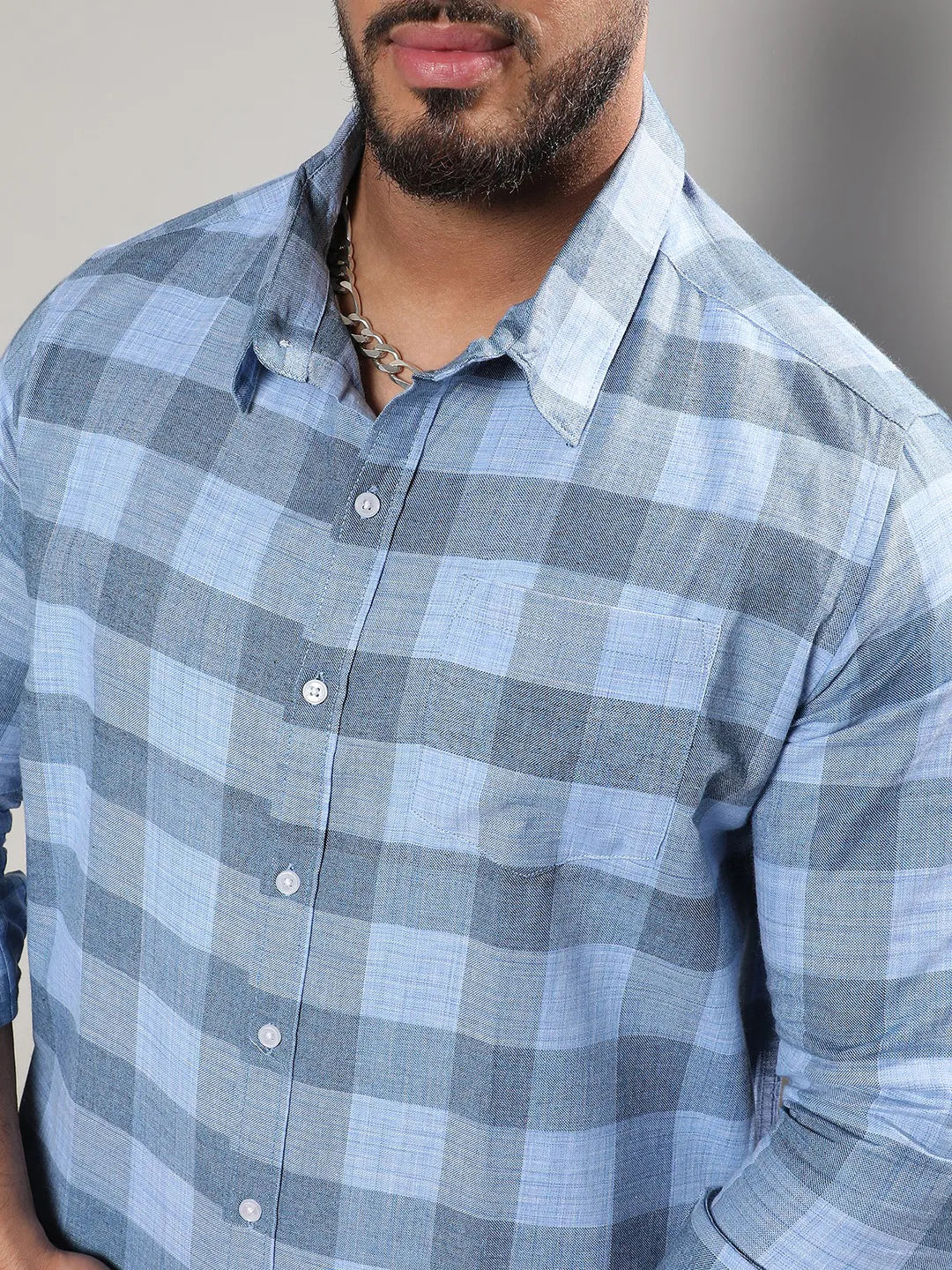 Cotton Blue Checks Shirt