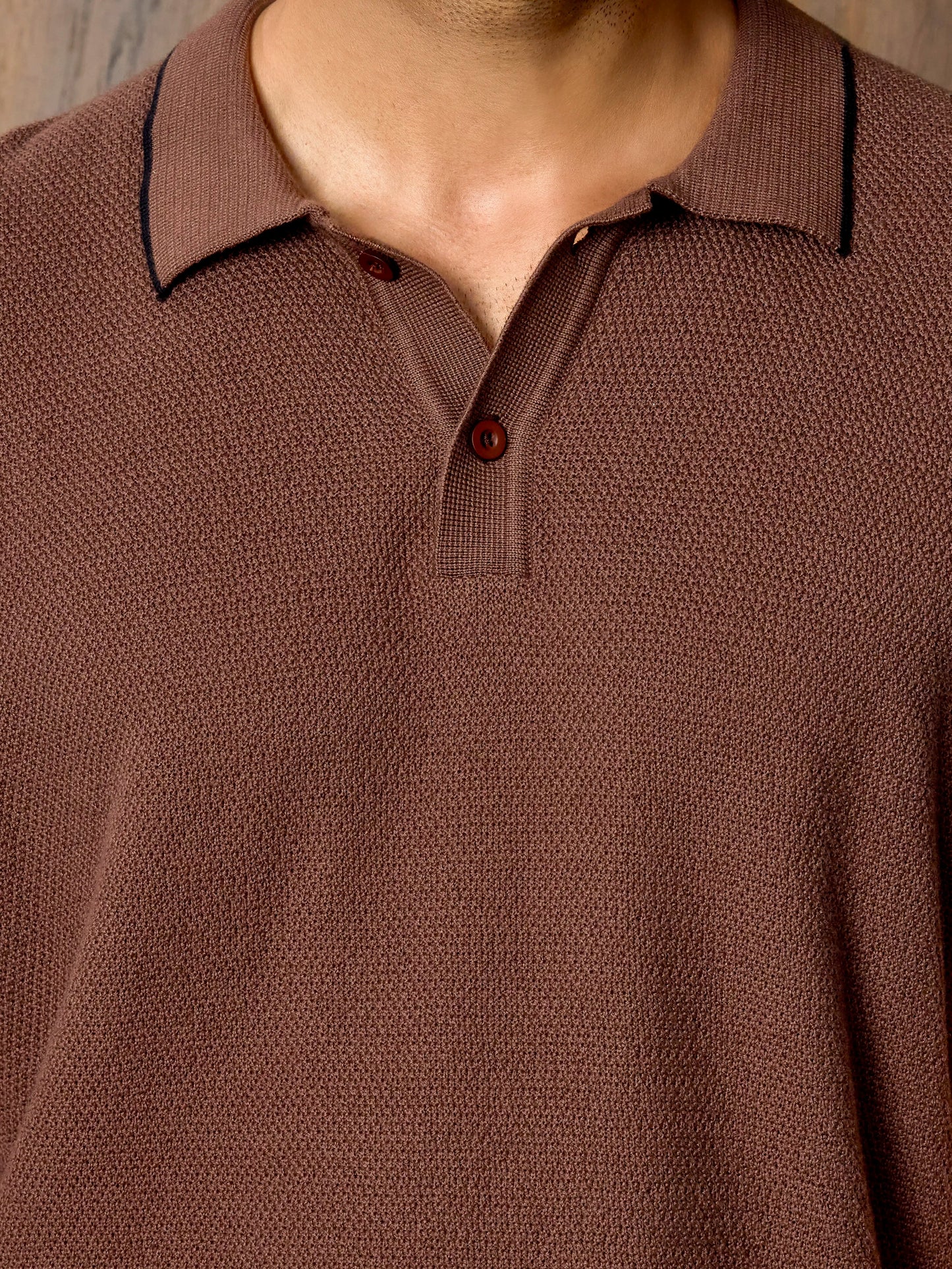 3D Knit Cotton Polo Regular Fit - Deep Mocha