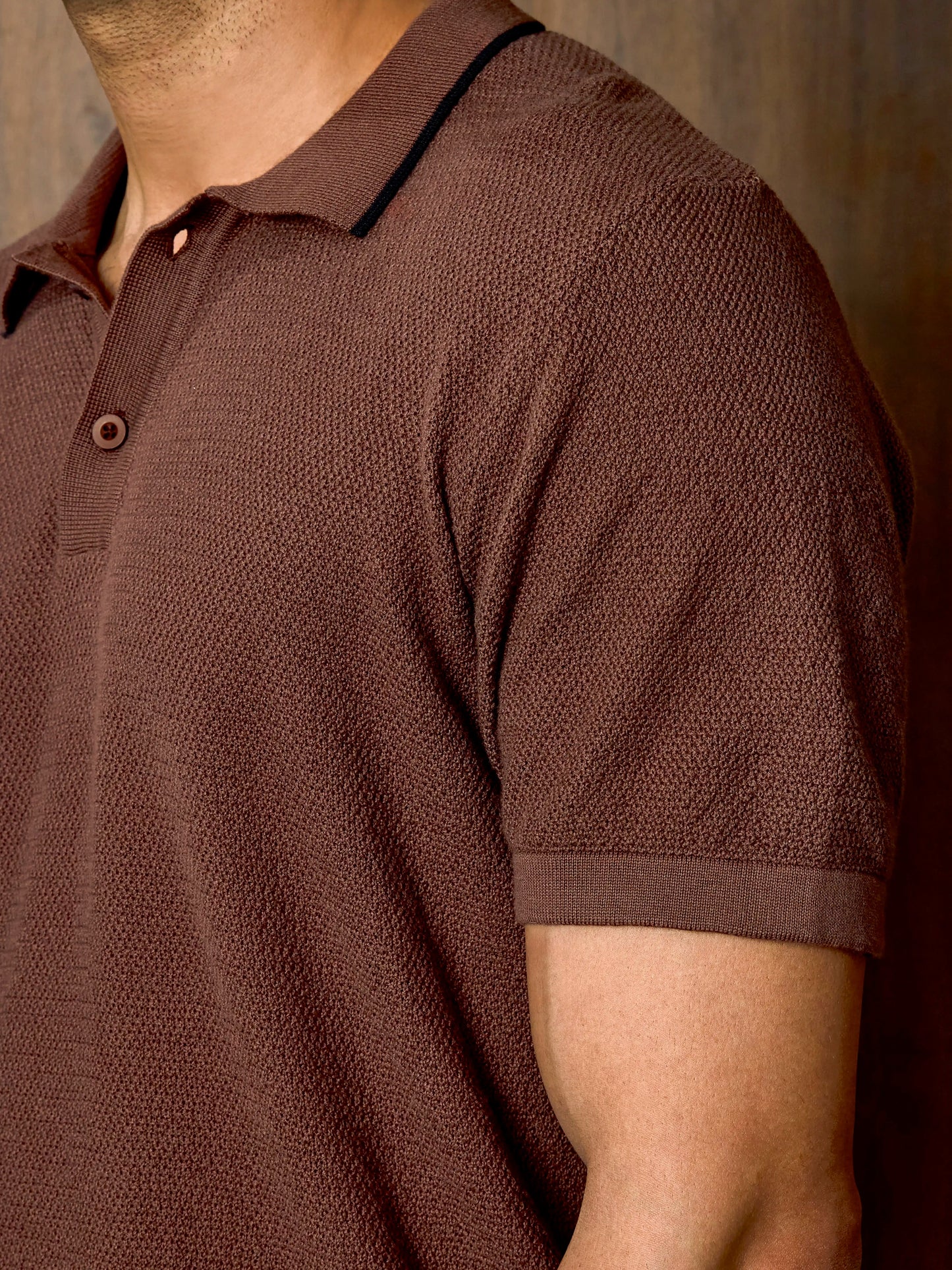 3D Knit Cotton Polo Regular Fit - Deep Mocha