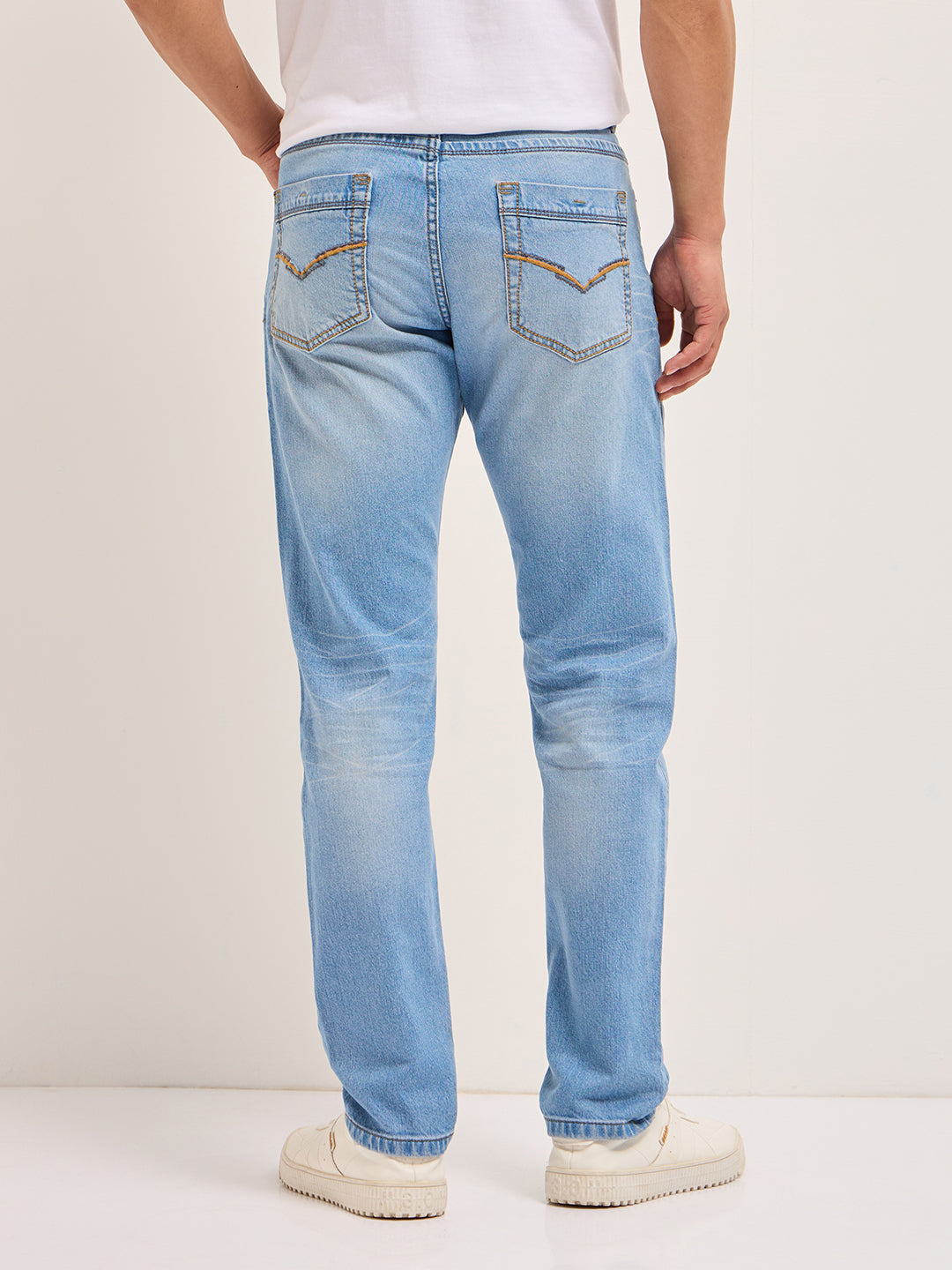Light Blue with Mid Fade Mid-Rise Slim Fit Jeans