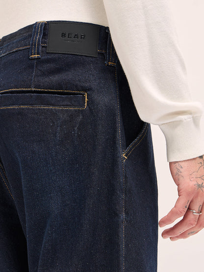 Classic Wide-Leg Denim Jeans with Pleated Detailing