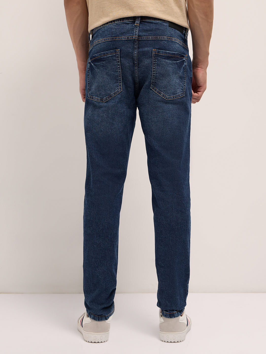 Mid Blue Mid-Rise Skinny Fit Jeans with Light Fade