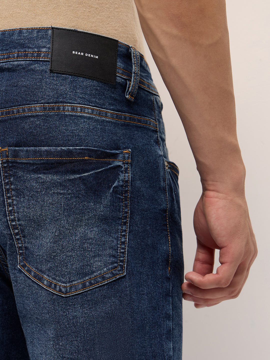 Mid Blue Mid-Rise Skinny Fit Jeans with Light Fade