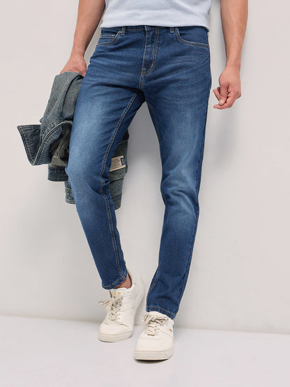 Blue with Mid Fade Mid-Rise Skinny Fit Jeans