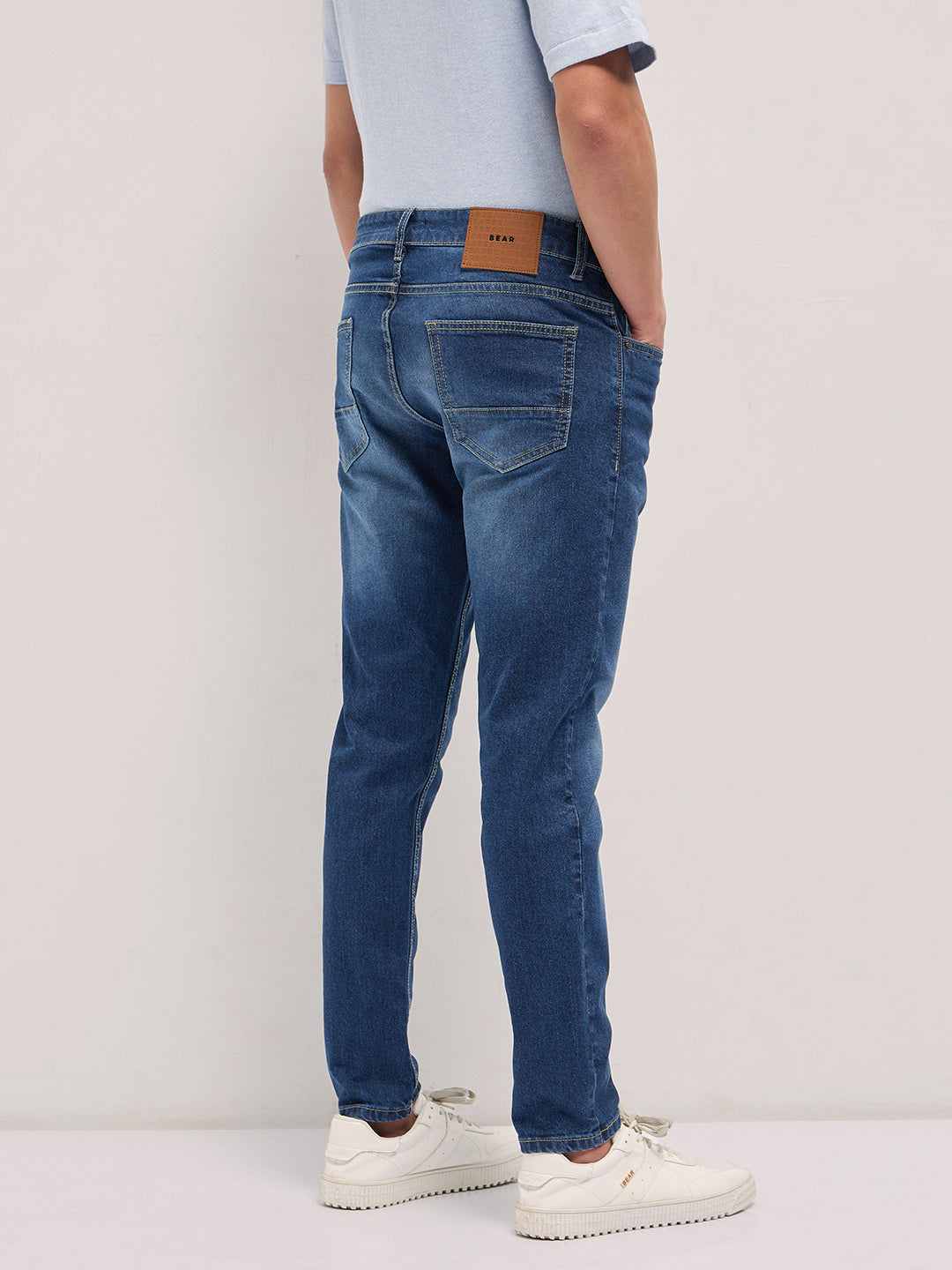 Blue with Mid Fade Mid-Rise Skinny Fit Jeans