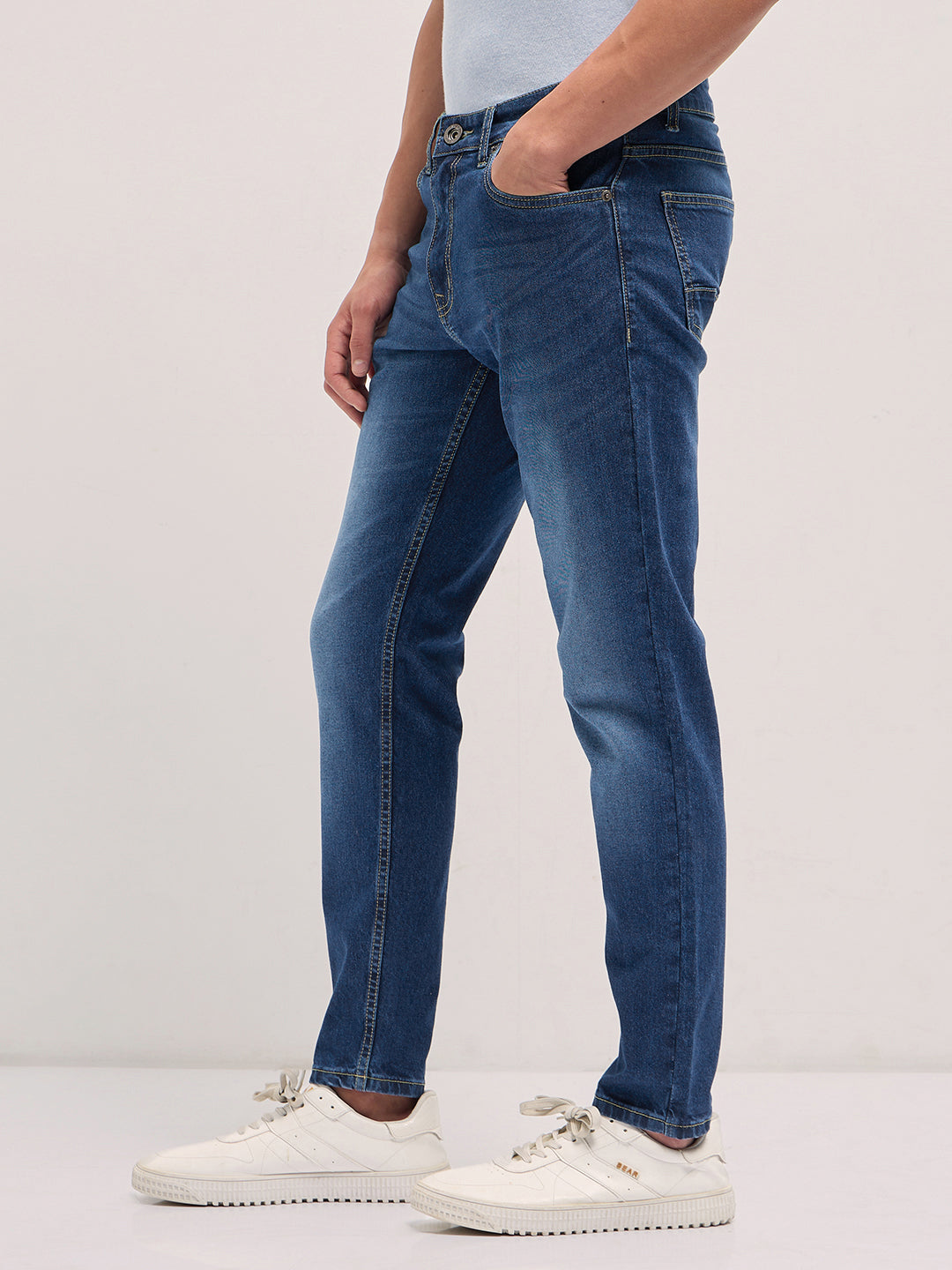 Blue with Mid Fade Mid-Rise Skinny Fit Jeans