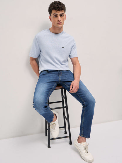 Blue with Mid Fade Mid-Rise Skinny Fit Jeans