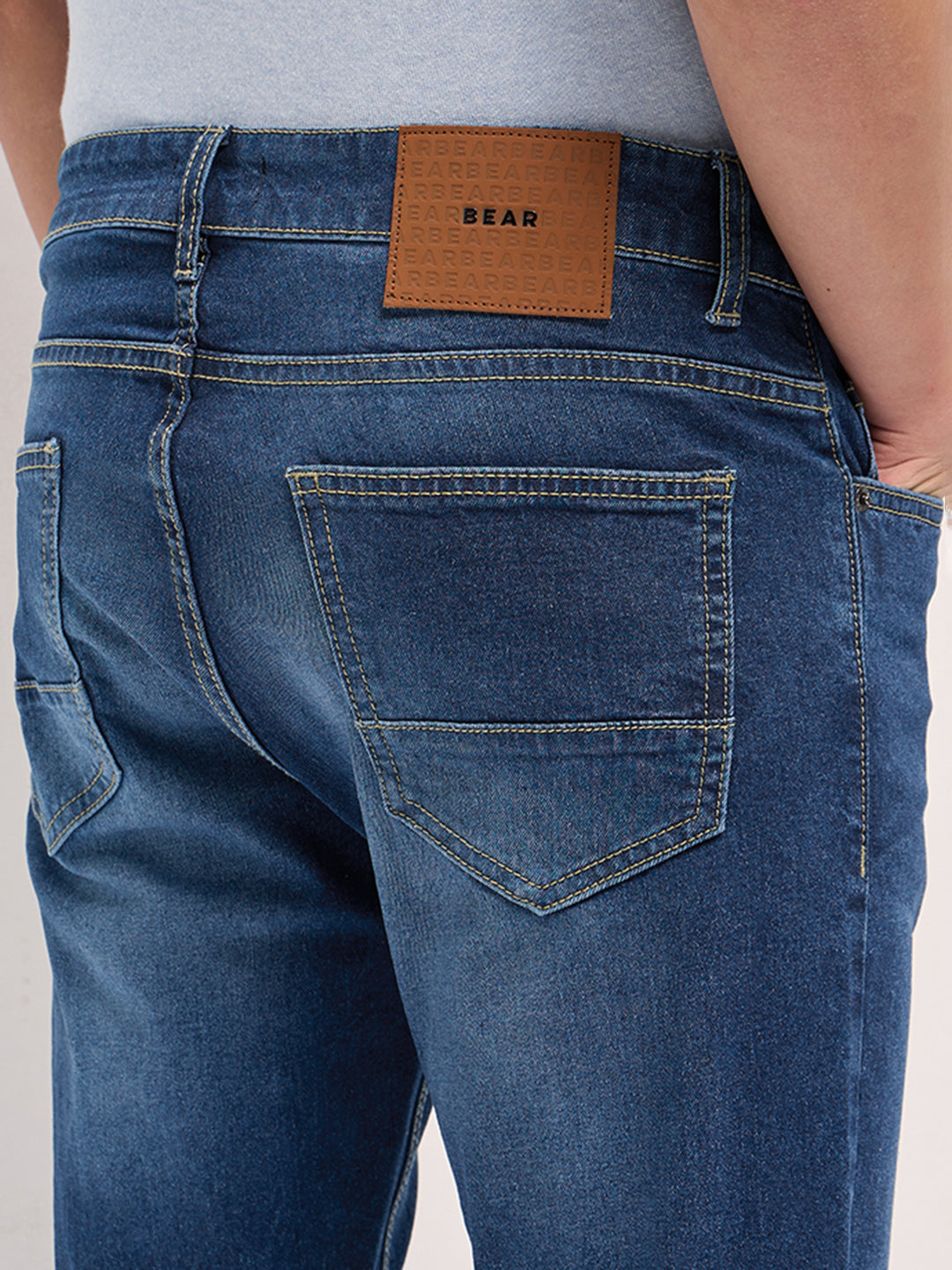 Blue with Mid Fade Mid-Rise Skinny Fit Jeans