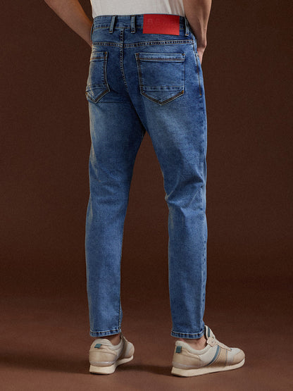 Light Blue with Mid Fade Slim Fit Mid-Rise Jeans