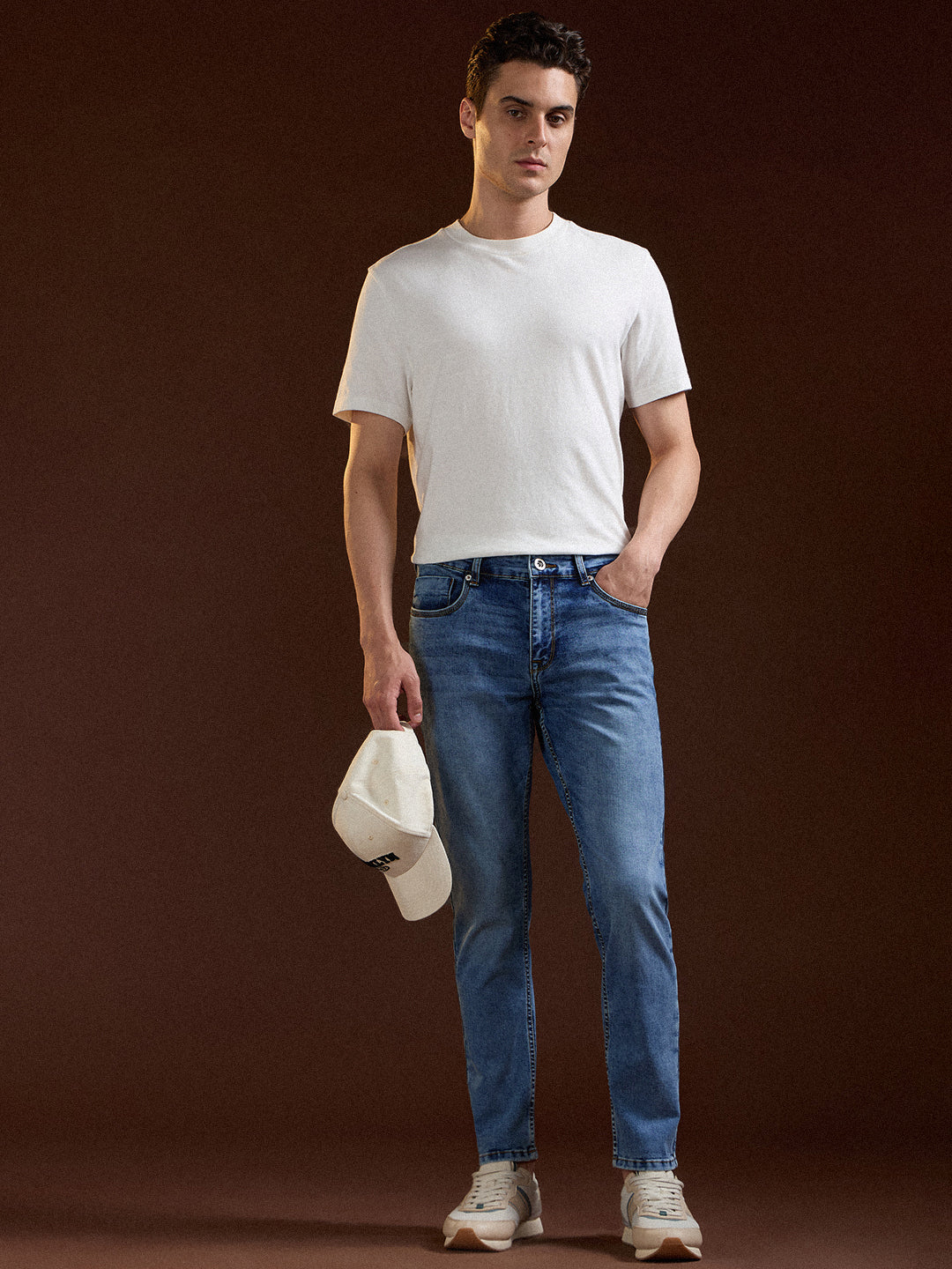 Light Blue with Mid Fade Slim Fit Mid-Rise Jeans