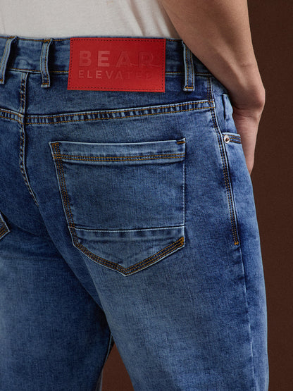 Light Blue with Mid Fade Slim Fit Mid-Rise Jeans