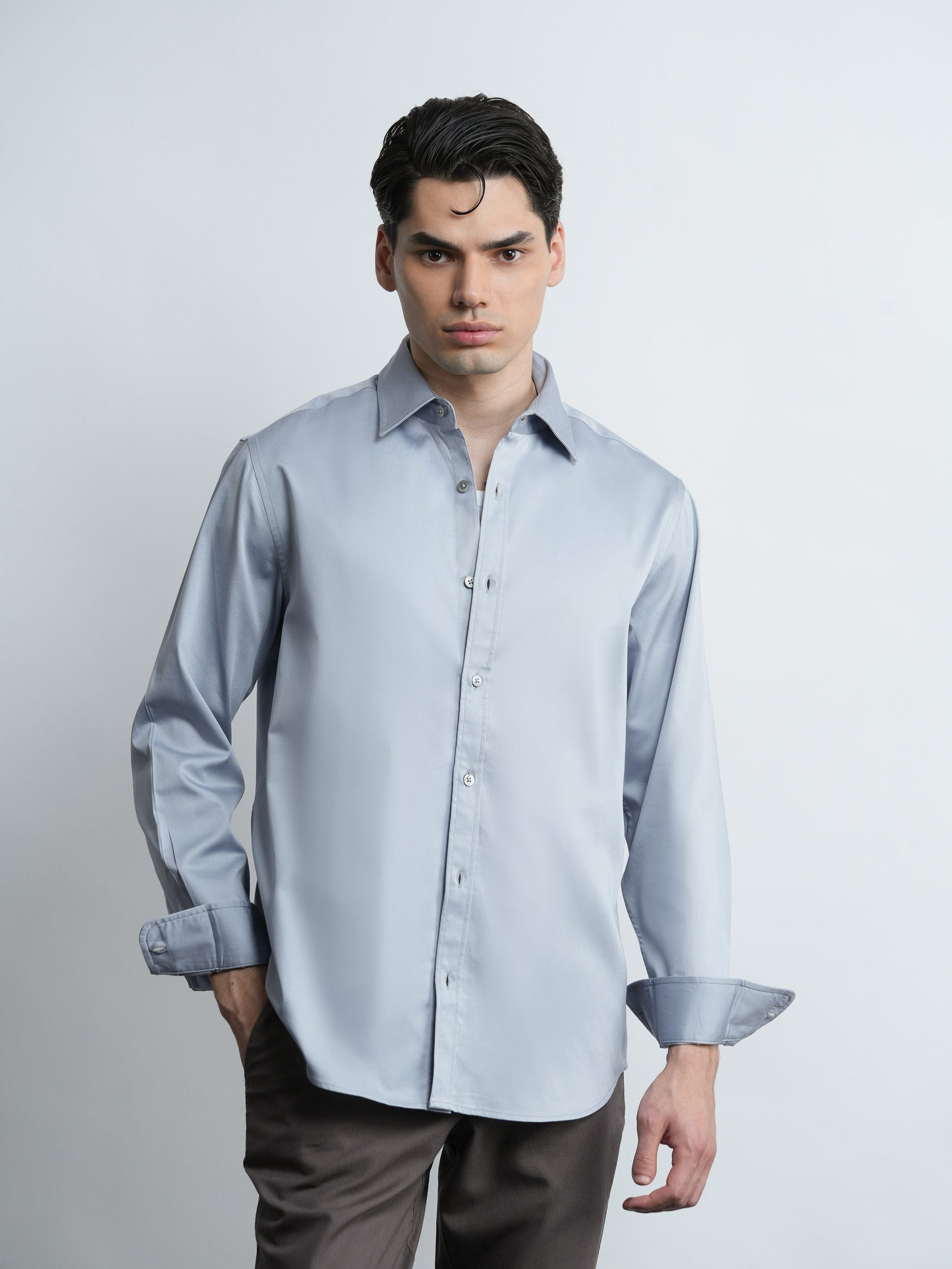Cotton Satin Classic Fit - Moonlight Grey