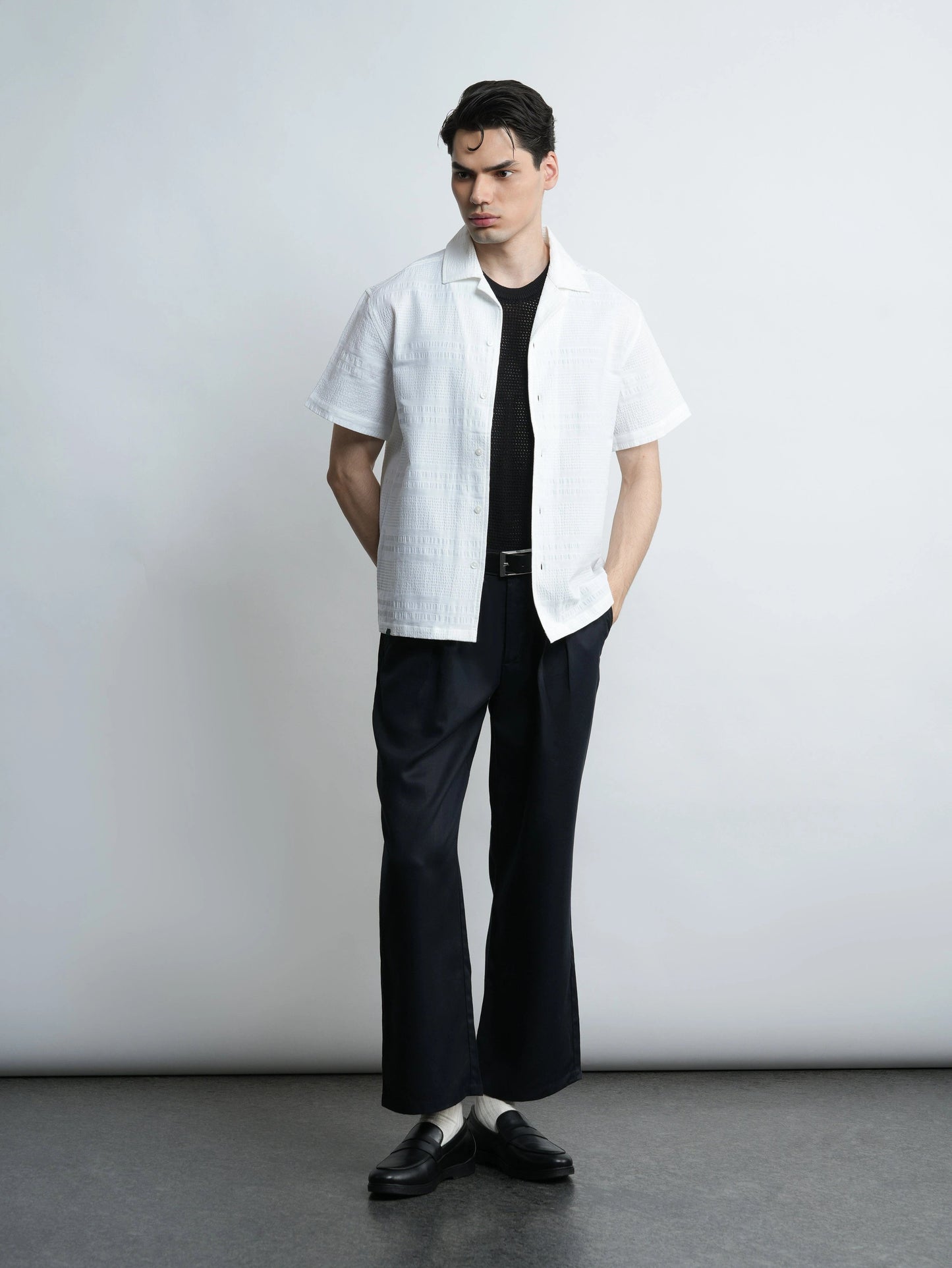 Cove Camp - White Half Sleeve Cotton Shirt