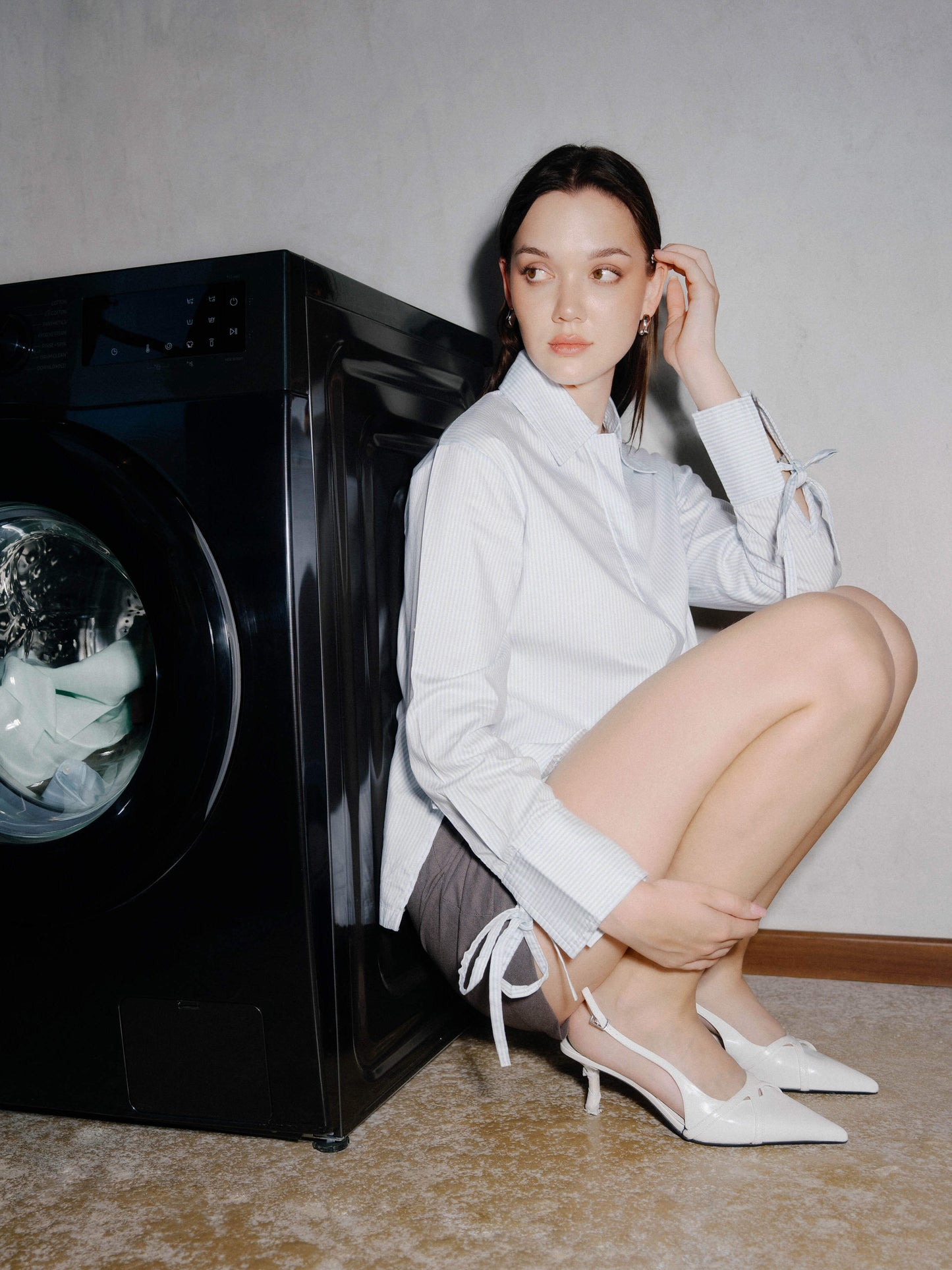 Striped Cotton Drawstring Shirt