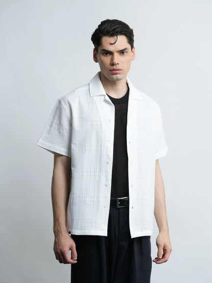 Cove Camp - White Half Sleeve Cotton Shirt