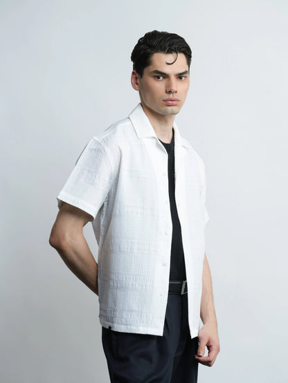 Cove Camp - White Half Sleeve Cotton Shirt