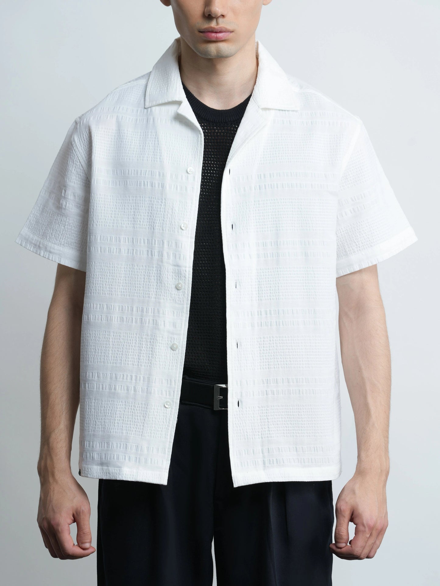 Cove Camp - White Half Sleeve Cotton Shirt