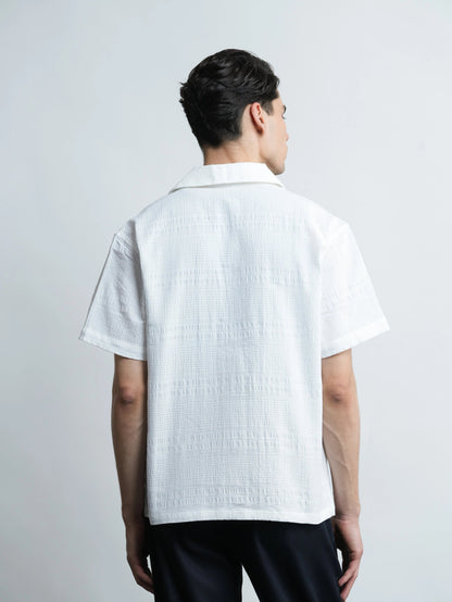 Cove Camp - White Half Sleeve Cotton Shirt