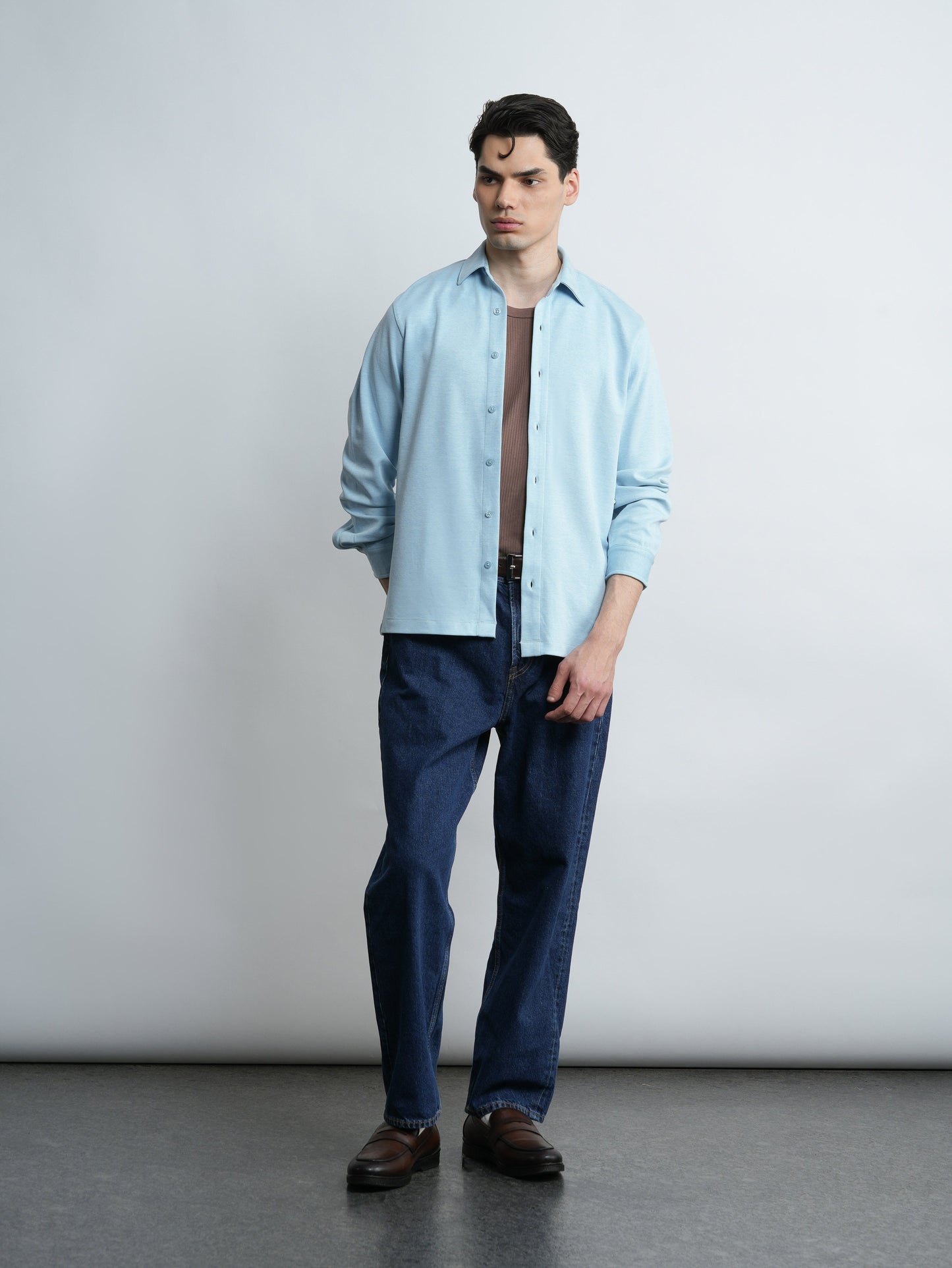 Mercer Knit Shirt - Sky Blue - Slim Fit