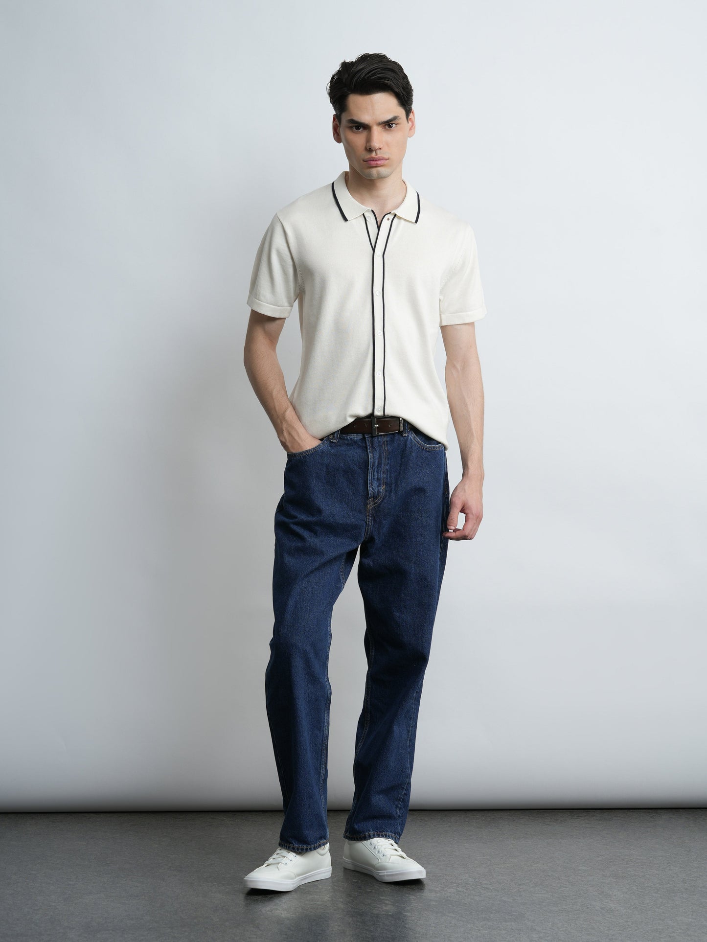 Accented Knit Shirt - Ecru