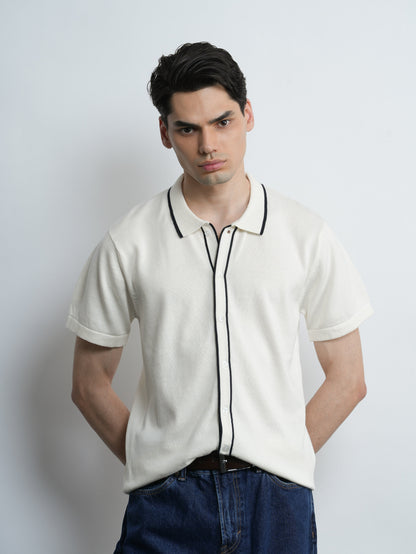 Accented Knit Shirt - Ecru