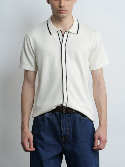 Accented Knit Shirt - Ecru