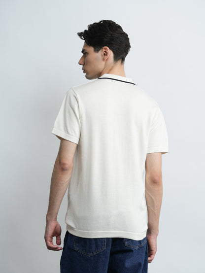 Accented Knit Shirt - Ecru
