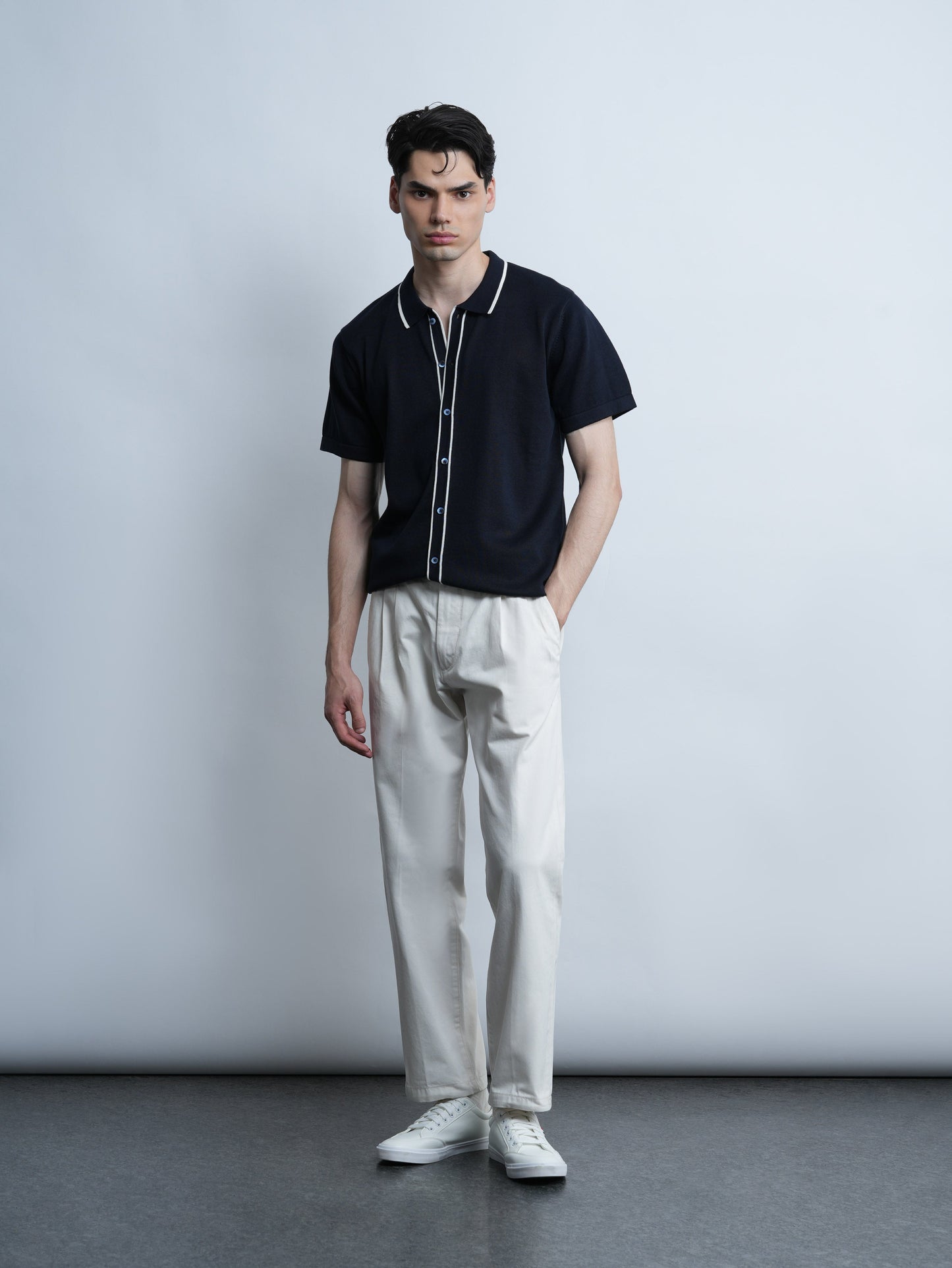 Accented Knit Shirt - Navy