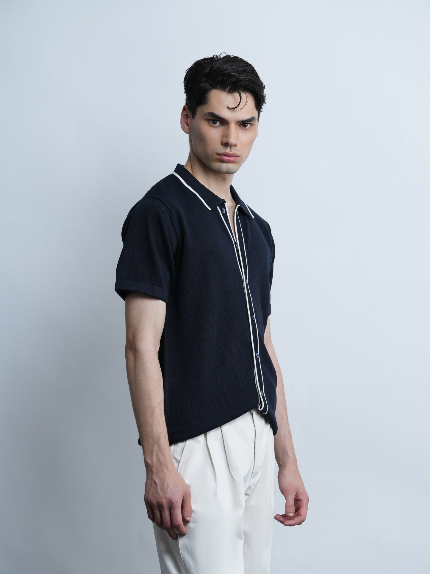 Accented Knit Shirt - Navy