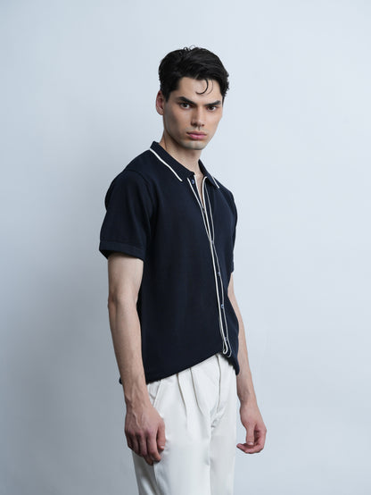 Accented Knit Shirt - Navy
