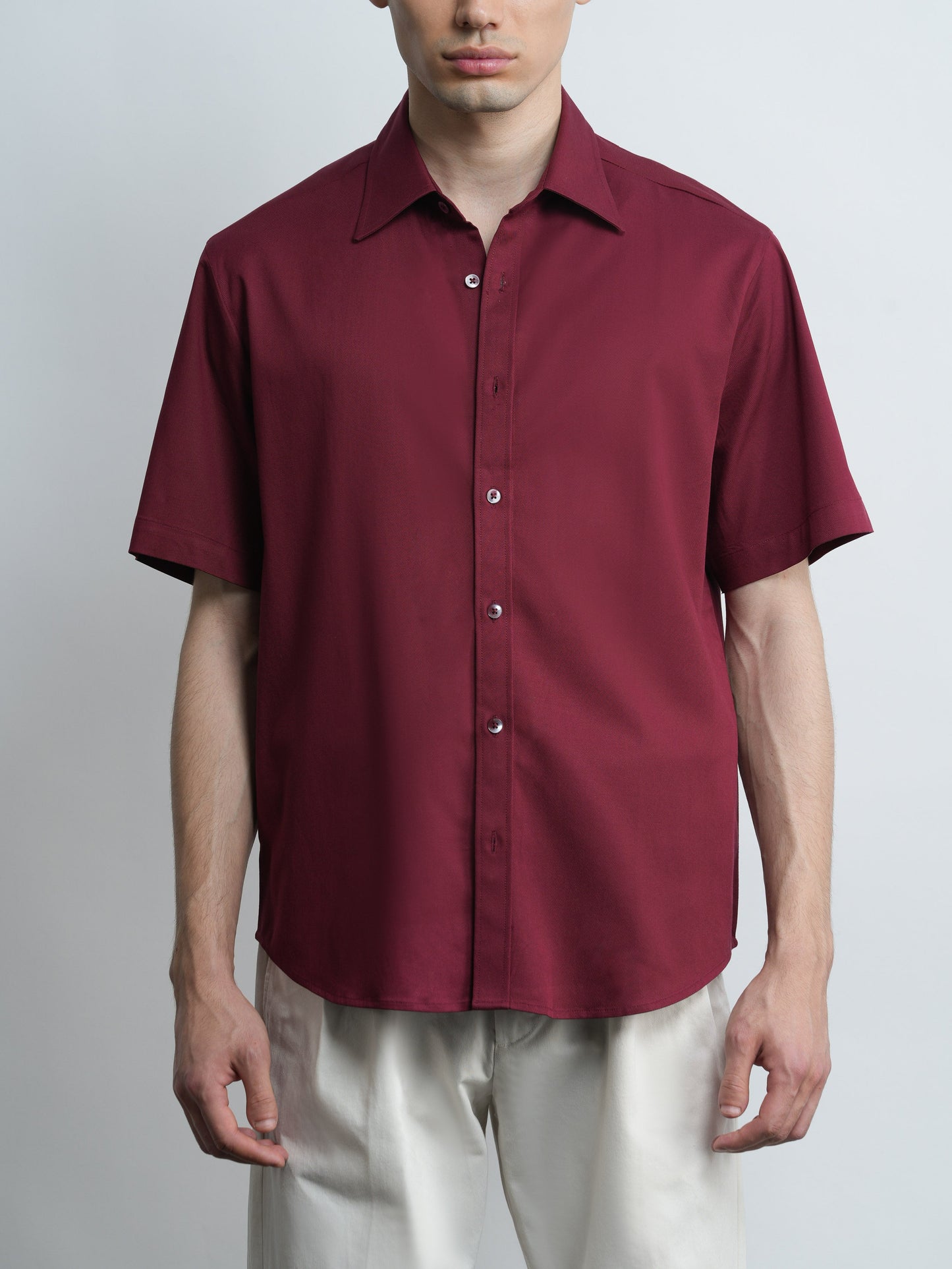 Capri Tencel Shirt Relaxed Fit  - Burgundy