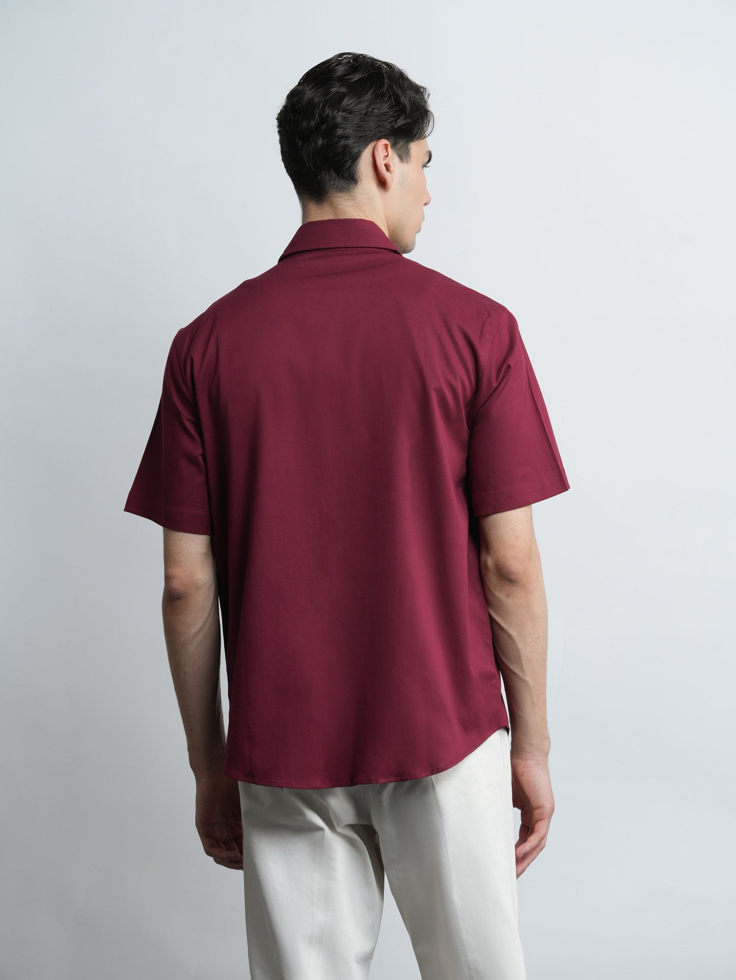 Capri Tencel Shirt Relaxed Fit  - Burgundy
