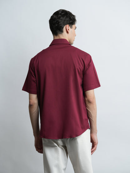 Capri Tencel Shirt Relaxed Fit  - Burgundy