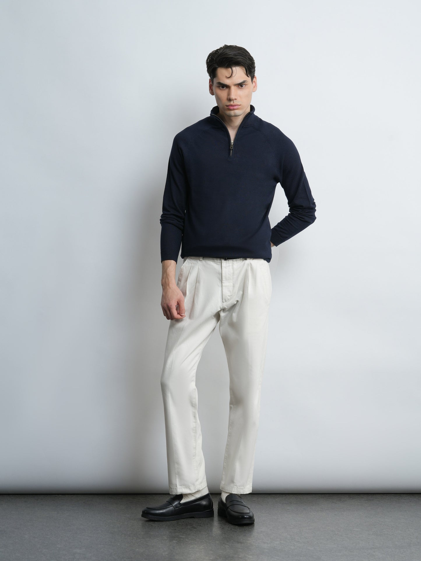 Ridge Half Zip Pullover - Navy - Slim Fit