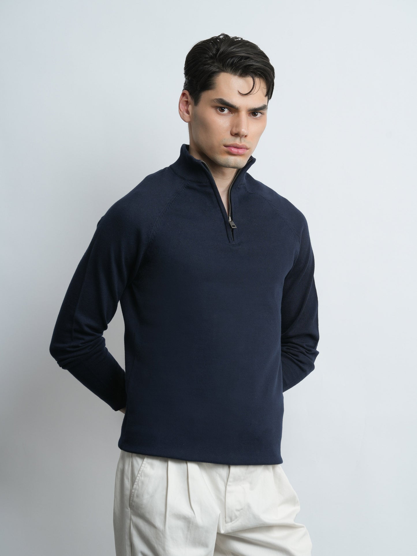 Ridge Half Zip Pullover - Navy - Slim Fit