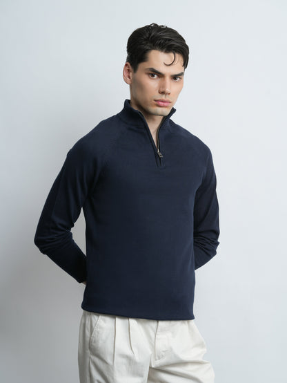 Ridge Half Zip Pullover - Navy - Slim Fit