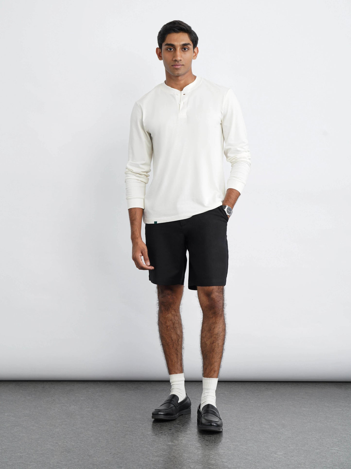 Bamboo Cotton Henley - White