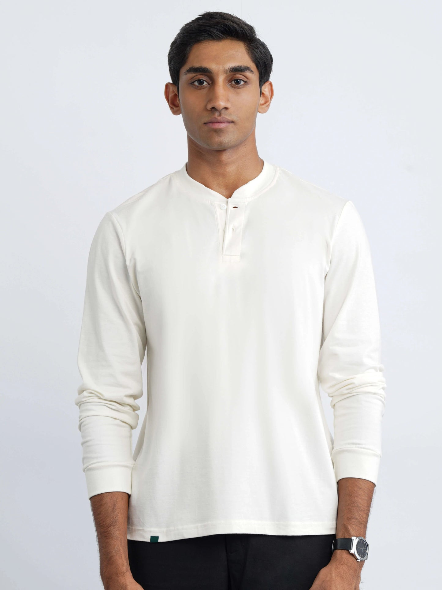 Bamboo Cotton Henley - White
