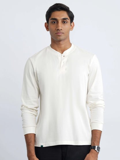 Bamboo Cotton Henley - White