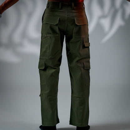Savage Surge - Olive Green Utility Cotton Pants