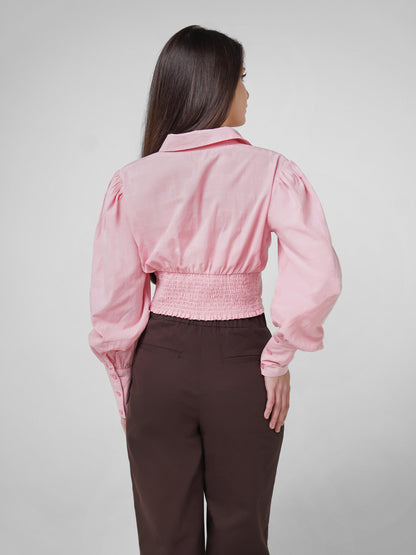 Crop Top with Smocking Dusty Pink